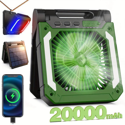20000mAh Solar Camping Fan with LED Light.