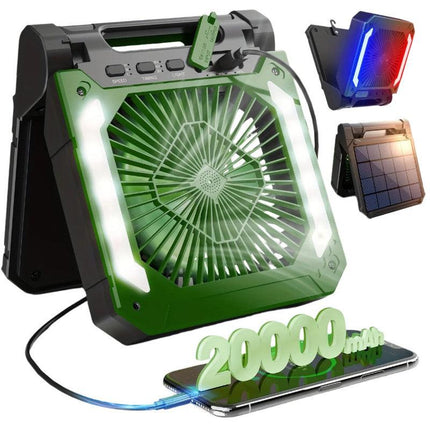20000mAh Solar Camping Fan with LED Light.