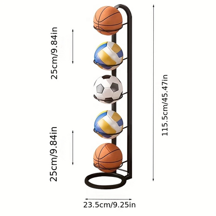 Metal Sports Ball Rack Organizer Stand (5-Tier).