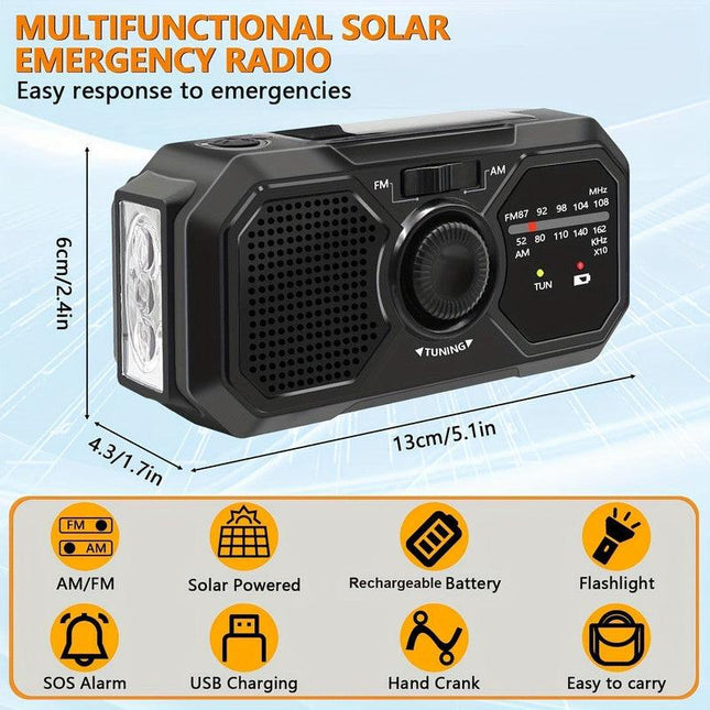 Emergency Radio Solar Hand Crank USB Power Bank.
