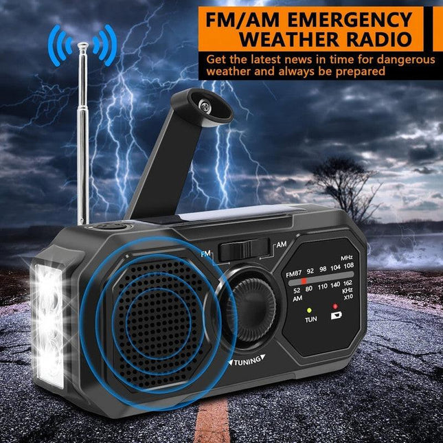 Emergency Radio Solar Hand Crank USB Power Bank.