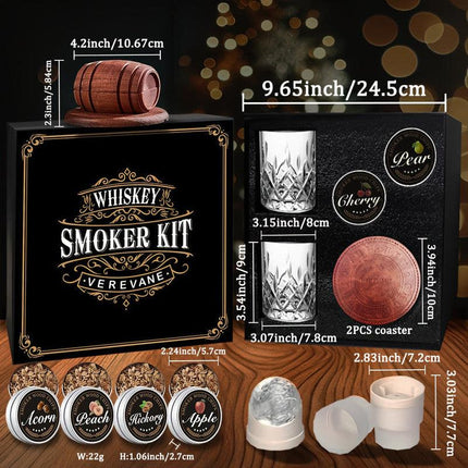 Whiskey Smoker Kit with 6 Wood Flavors & Accessories.