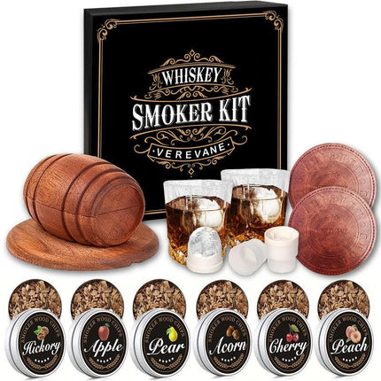 Whiskey Smoker Kit with 6 Wood Flavors & Accessories.