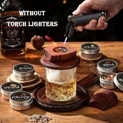 Whiskey Smoker Kit with 6 Wood Flavors & Accessories.