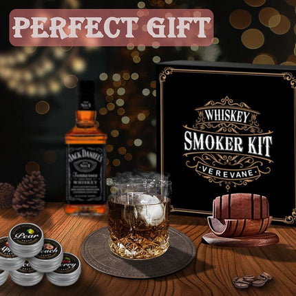 Whiskey Smoker Kit with 6 Wood Flavors & Accessories.