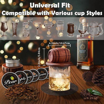 Whiskey Smoker Kit with 6 Wood Flavors & Accessories.
