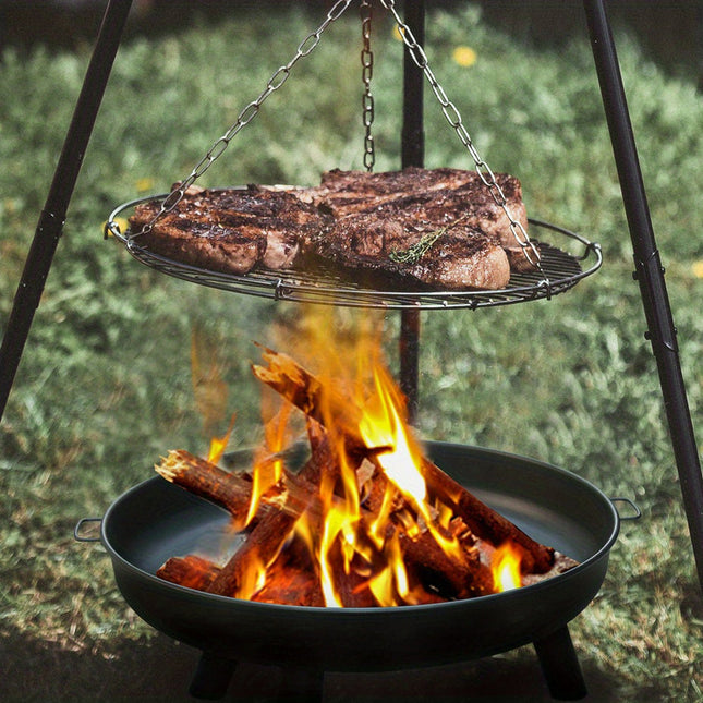 Outdoor Metal Fire Pit Bowl with Handles & Legs.