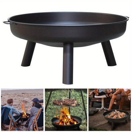 Outdoor Metal Fire Pit Bowl with Handles & Legs.
