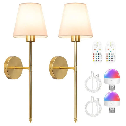 Battery Wall Sconces Set of 2 with Remote.