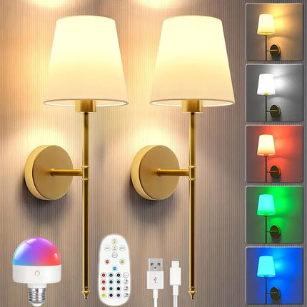 Battery Wall Sconces Set of 2 with Remote.
