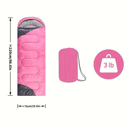 Rosy Four-Season Rectangular Sleeping Bag for Adults.