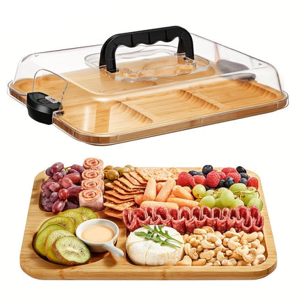 Bamboo Cheese Tray with Acrylic Lid.