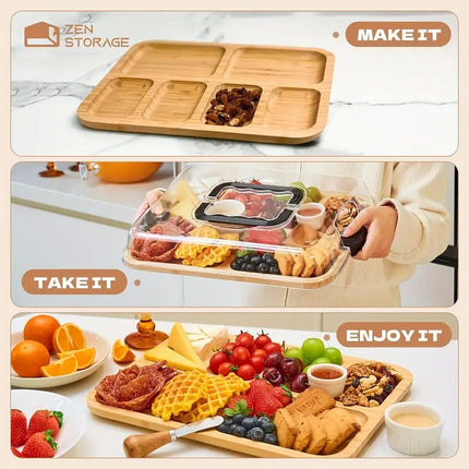 Bamboo Cheese Tray with Acrylic Lid.
