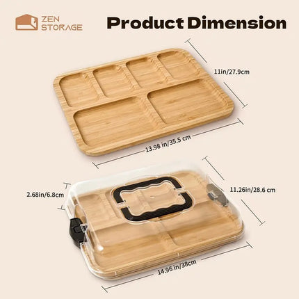 Bamboo Cheese Tray with Acrylic Lid.