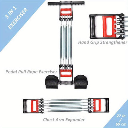 1Pc Multifunctional Spring Pedal Puller Fitness Tensioner(Black).