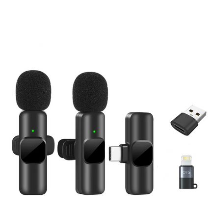 Wireless Lavalier Microphone for iPhone Android Live Recording.