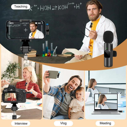 Wireless Lavalier Microphone for iPhone Android Live Recording.