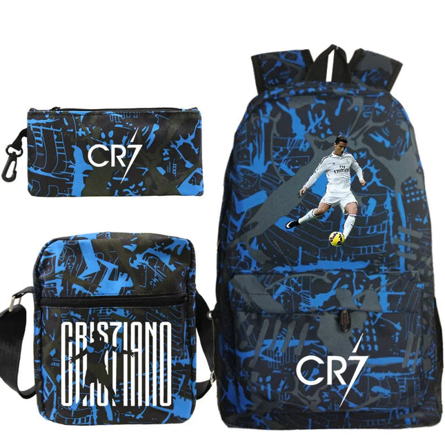 3-Piece CR7 Backpack Set Blue.