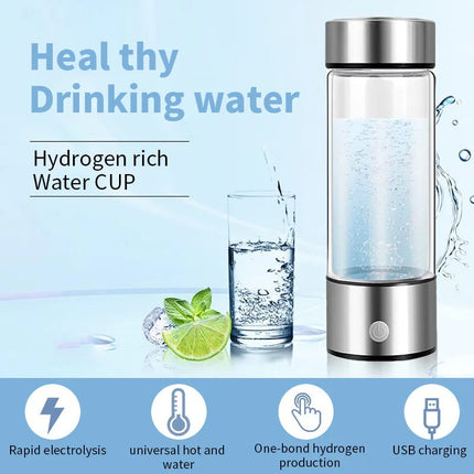 Portable Electric Hydrogen Water Bottle Silver.
