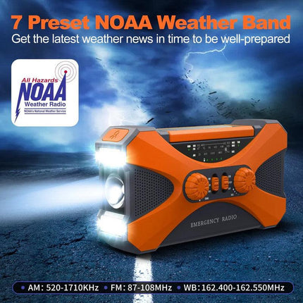 Emergency Hand Crank Solar Radio Orange.