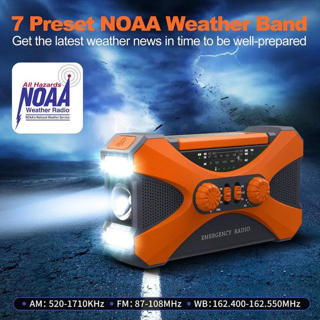 Emergency Hand Crank Solar Radio Orange.