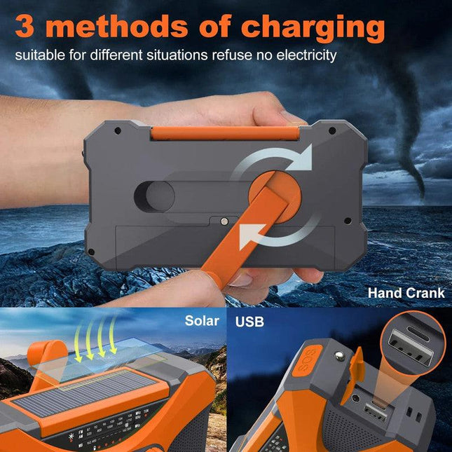 Emergency Hand Crank Solar Radio Orange.