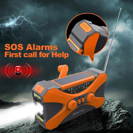 Emergency Hand Crank Solar Radio Orange.