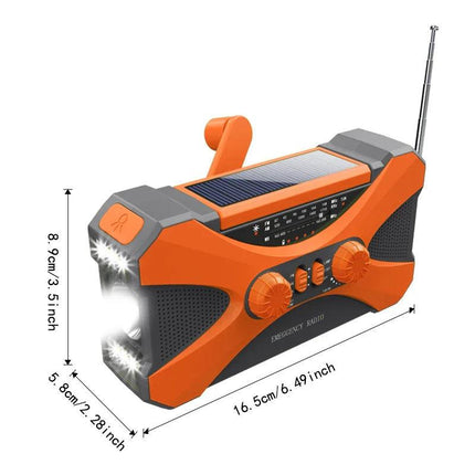Emergency Hand Crank Solar Radio Orange.