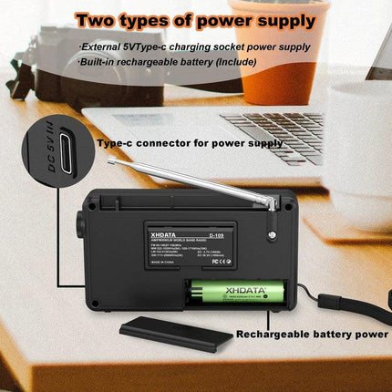 Stereo Digital Portable Radio Black.