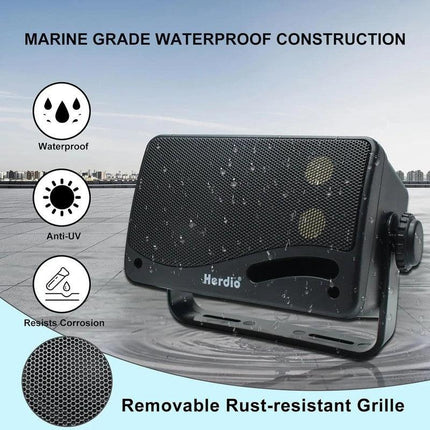 3-Way Waterproof Wall Mount Speakers Black.