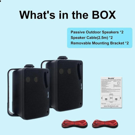 3-Way Waterproof Wall Mount Speakers Black.