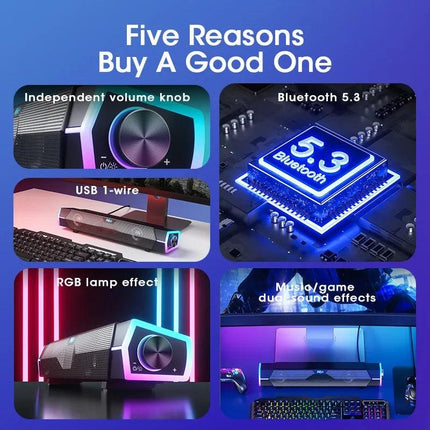 Computer Bluetooth RGB Light Speaker Black.