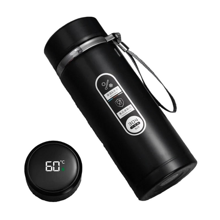 1L Thermos Bottle with LED Temperature Display Black.