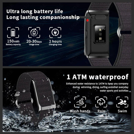 Smart Fitness Bracelet with 24H Heart Rate Black.