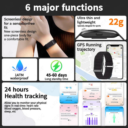 Smart Fitness Bracelet with 24H Heart Rate Black.