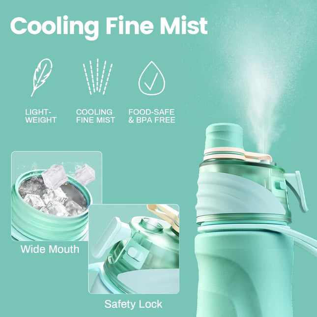 750ML Spray Water Bottle Green.