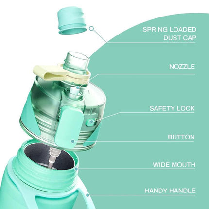 750ML Spray Water Bottle Green.