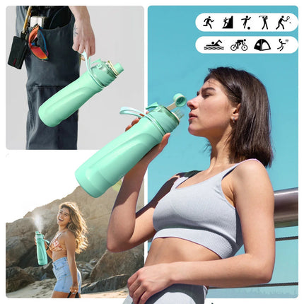 750ML Spray Water Bottle Green.