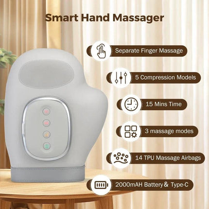 5-Level Electric Hand Massager with Hot Compress Grey.