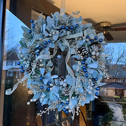 Blueberry Eucalyptus Wreath with Golden Accents.