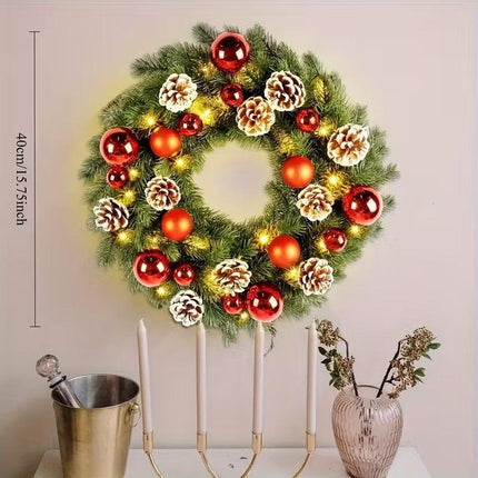 Pre-Lit Christmas Door Wreath LED Decor.