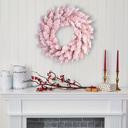 Pink Snowy Pine Christmas Wreath.