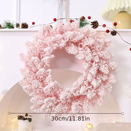 Pink Snowy Pine Christmas Wreath.