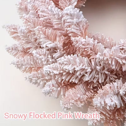 Pink Snowy Pine Christmas Wreath.