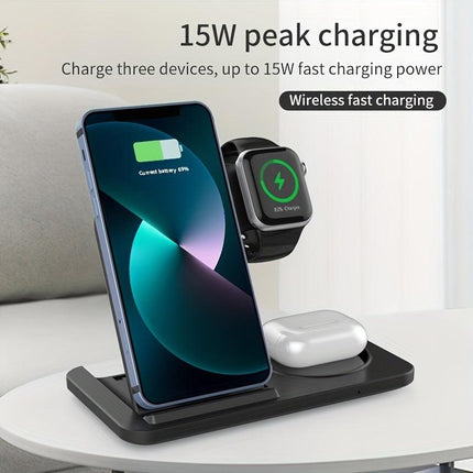 3-in-1 Fast Wireless Charger for iPhone & Apple Devices.