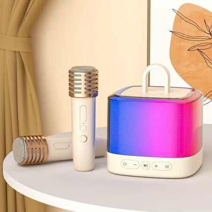 Mini Karaoke Machine with Wireless Microphones.