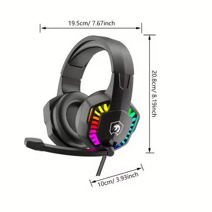Wired Gaming Headset with RGB Lights and Noise Cancelling Mic.