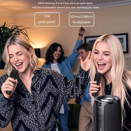 Wireless Speaker with Dual Karaoke Microphones.