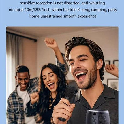 Wireless Speaker with Dual Karaoke Microphones.