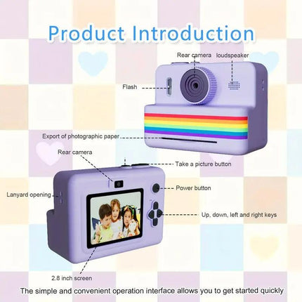 Portable Photo Printer Camera with Rechargeable Battery.
